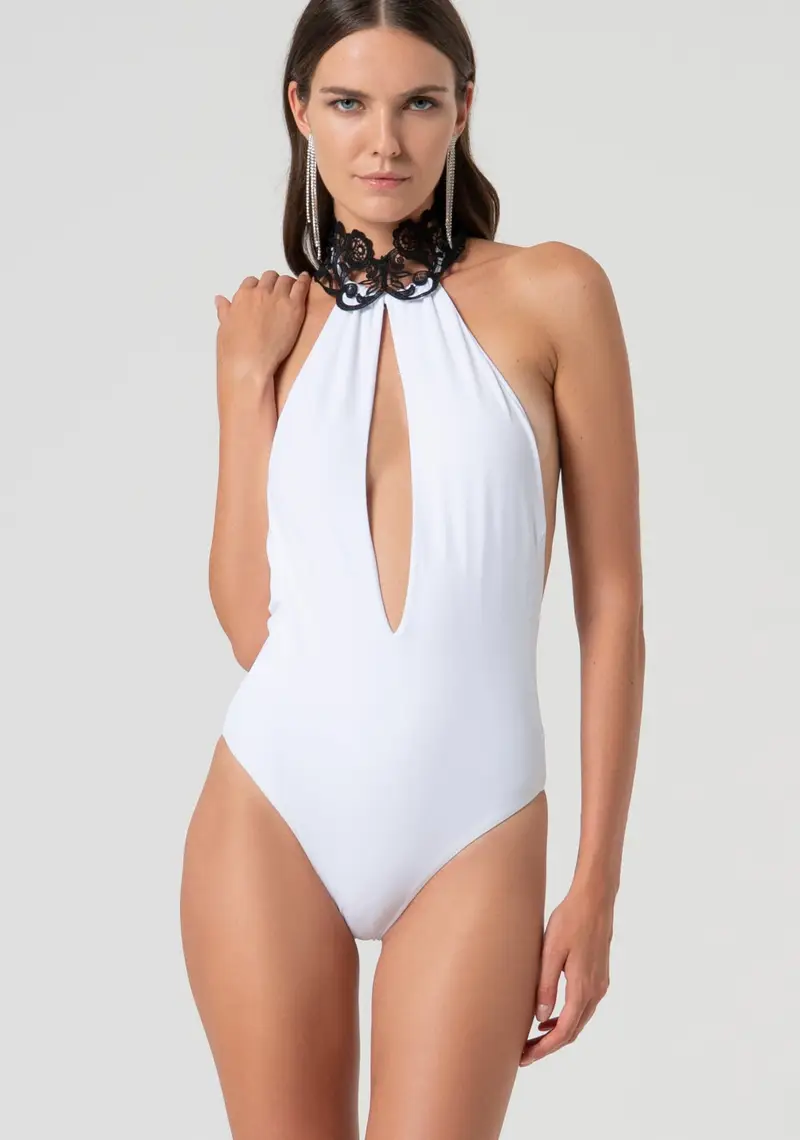 Costume intero con allacciatura sul collo