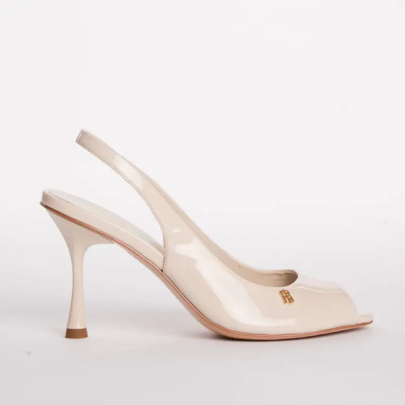 Décolleté Slingback Open-Toe in Vernice con Tacco a Stiletto