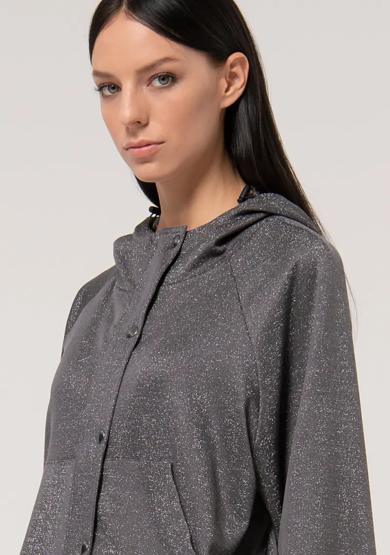 Felpa over in tessuto effetto metallico miniatura 2