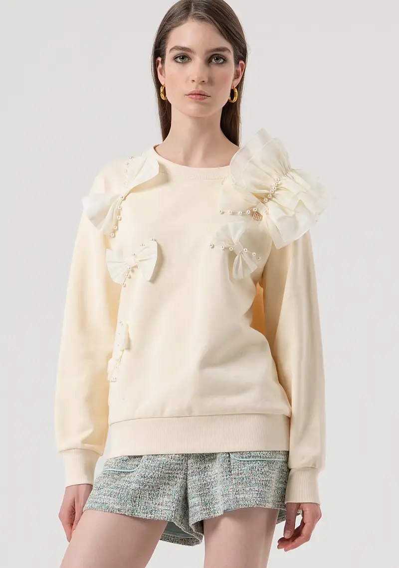 Felpa regular con fiocchi applicati