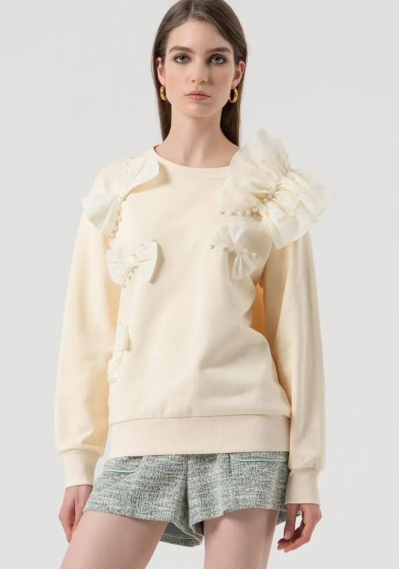 Felpa regular con fiocchi applicati