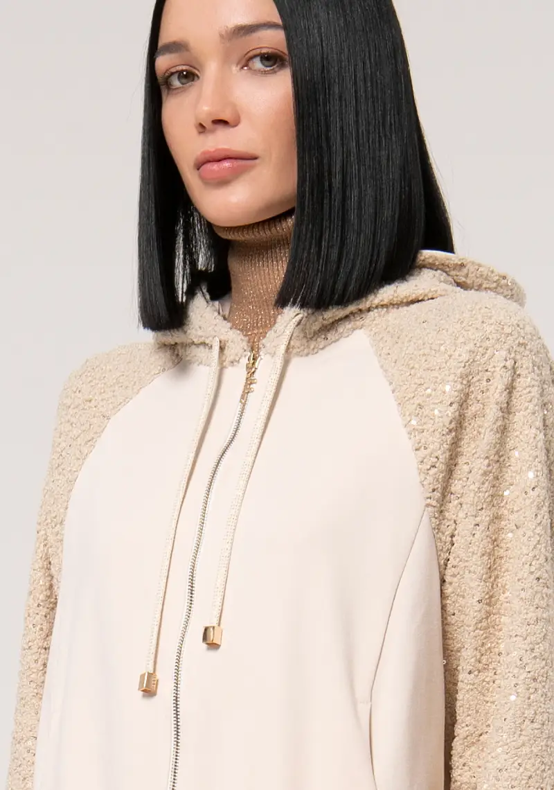 Felpa regular con inserti in tessuto con paillettes miniatura 2