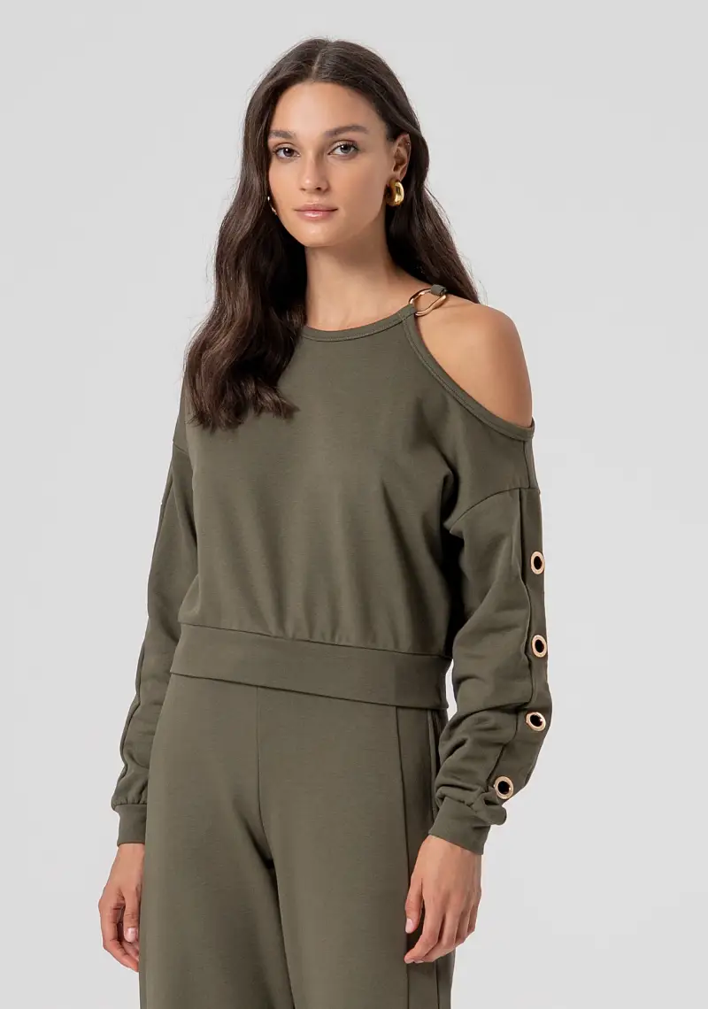 Felpa regular con occhielli vela