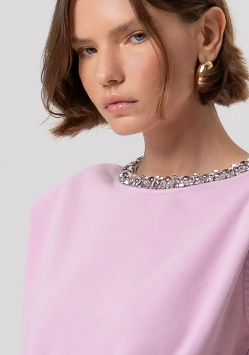 Felpa senza maniche con pietre luminose miniatura 2