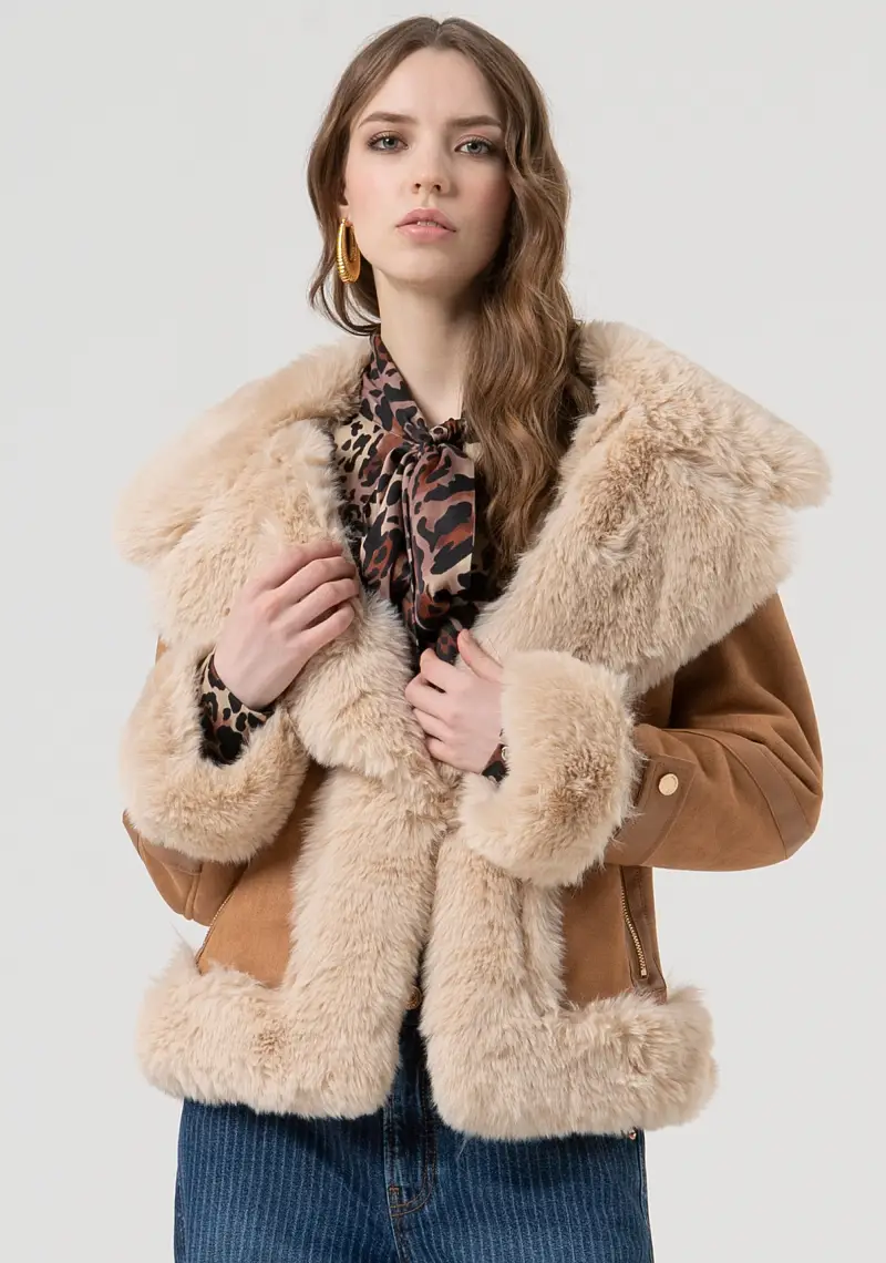 Giacca biker regular con apertura centrale