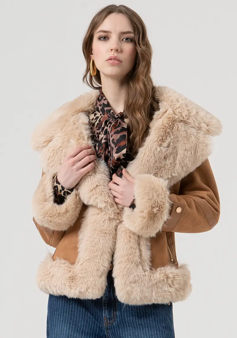 Giacca biker regular con apertura centrale