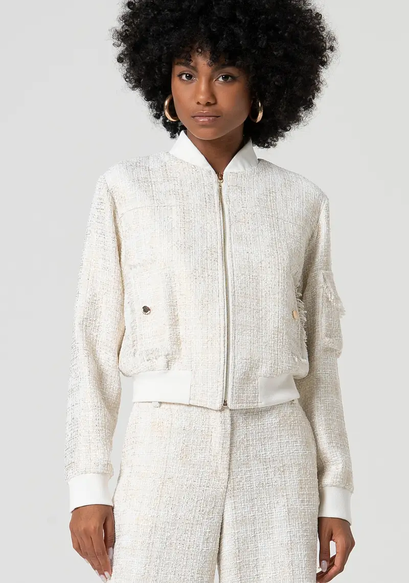 Giacca bomber regular in tessuto operato