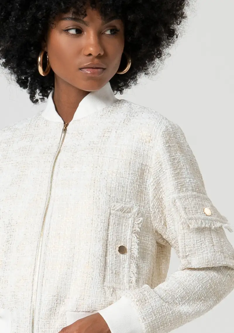 Giacca bomber regular in tessuto operato miniatura 2