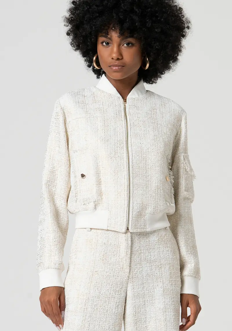 Giacca bomber regular in tessuto operato