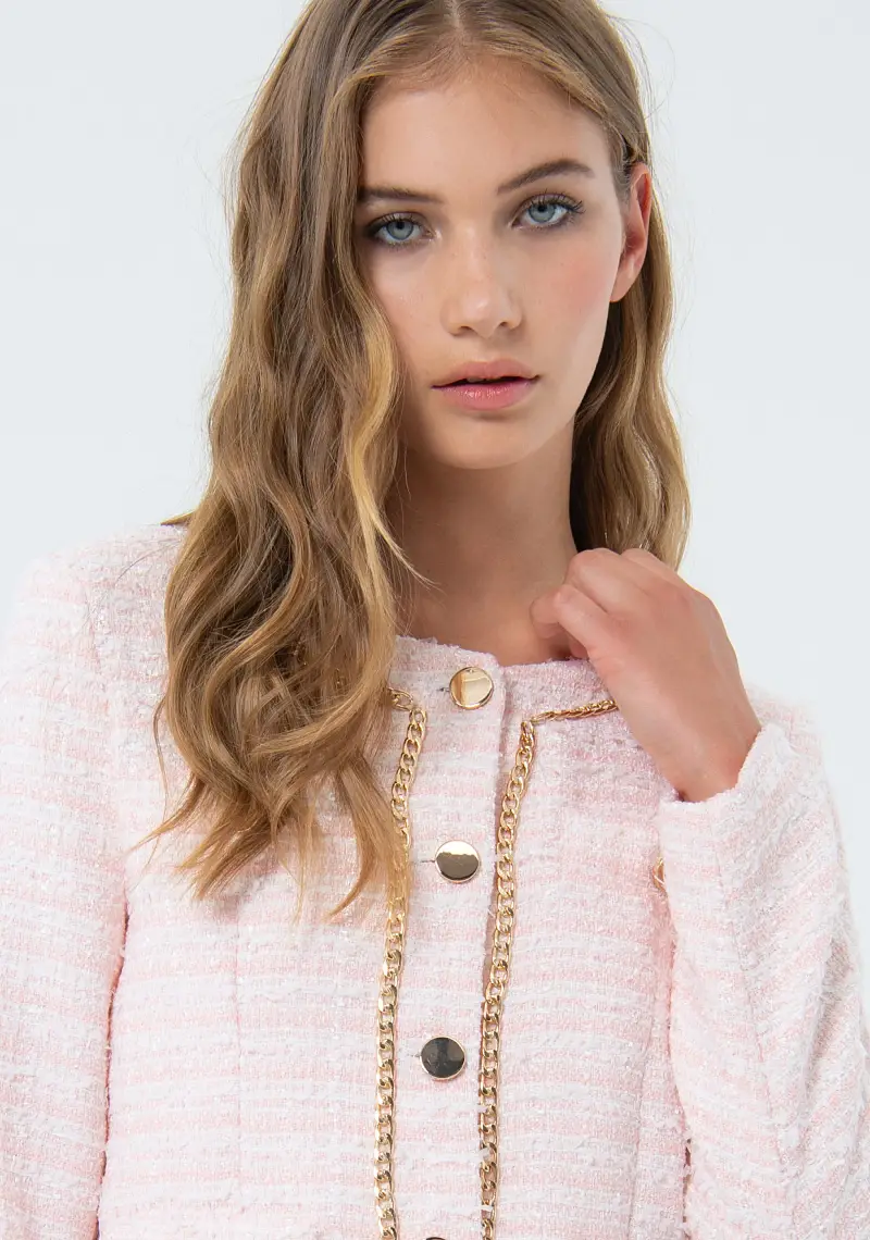 Giacca linea diritta in tweed miniatura 2