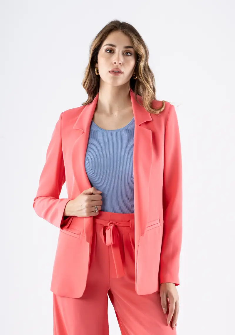 Giacca monopetto elegante con tasche a filetto miniatura 2