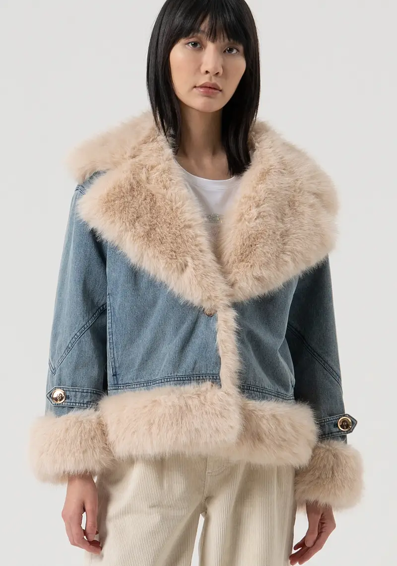 Giacca over modello biker in denim con lavaggio vintage