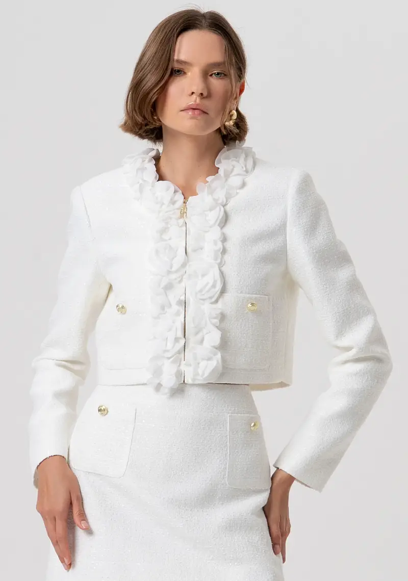 Giacca regular corta in tweed