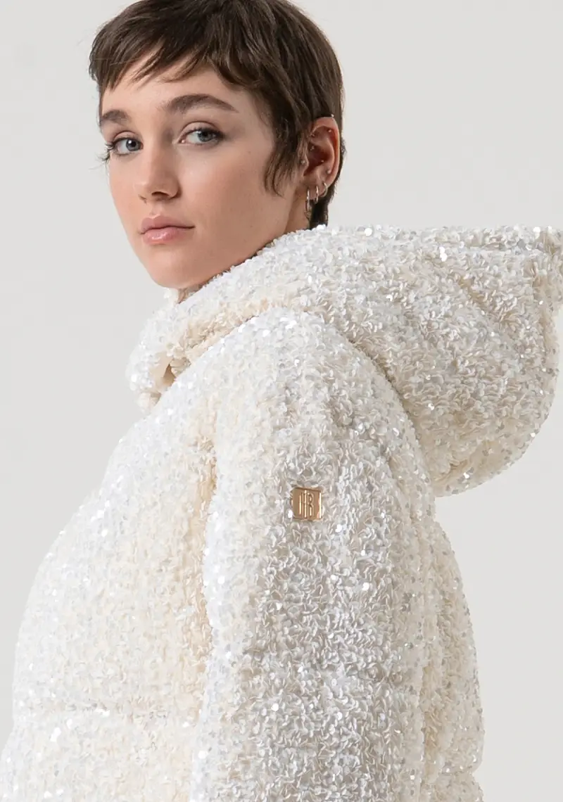 Giacca regular imbottita in tessuto con paillettes miniatura 2