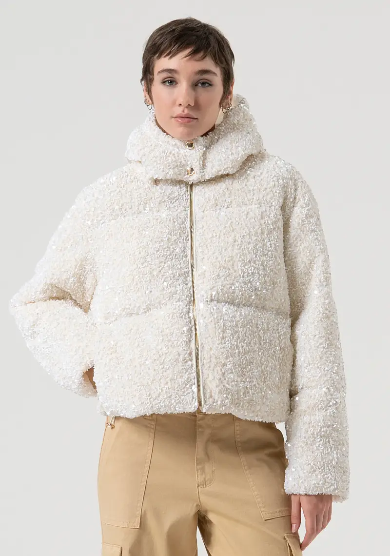 Giacca regular imbottita in tessuto con paillettes