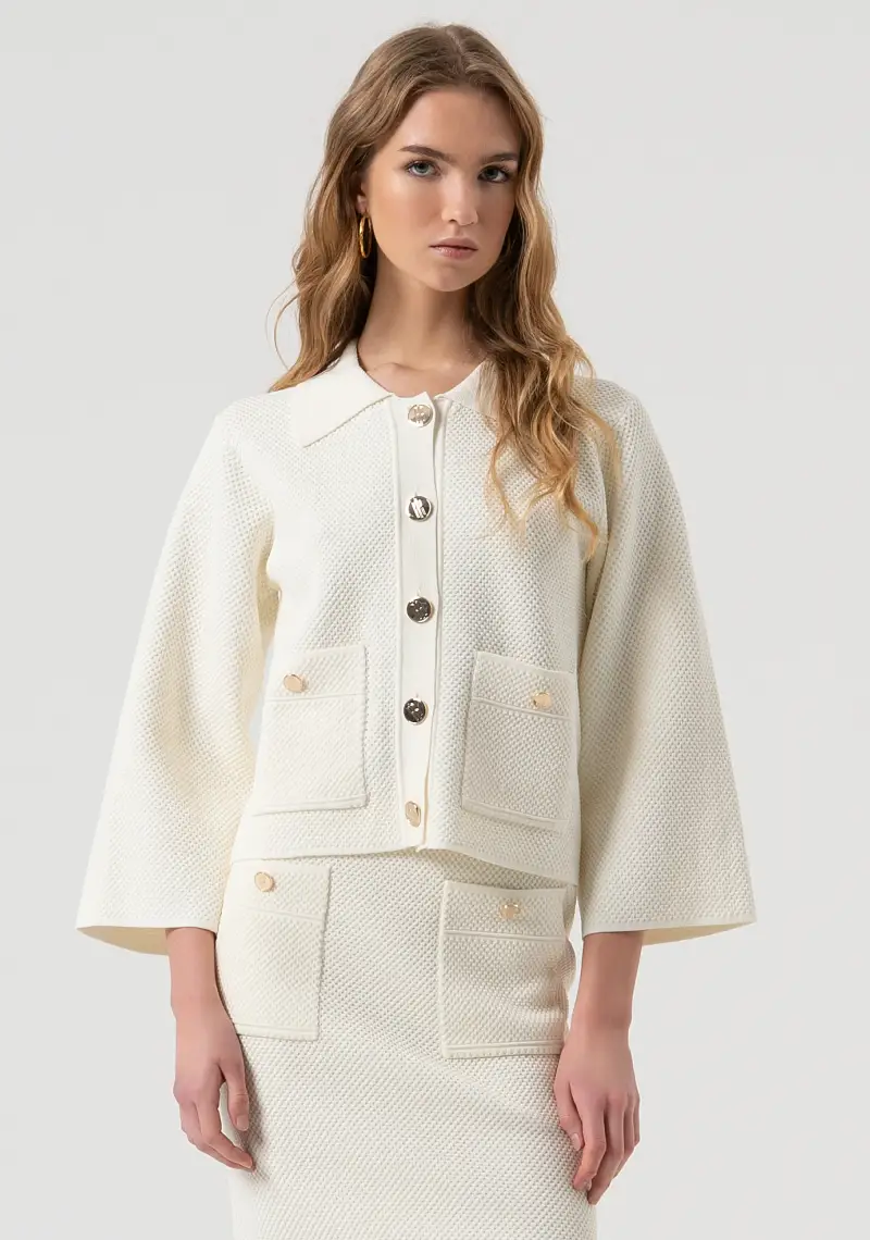 Giacca regular in maglia con punto riso