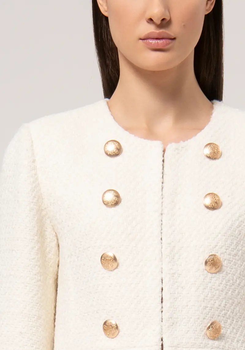 Giacca regular in tweed con lana miniatura 2