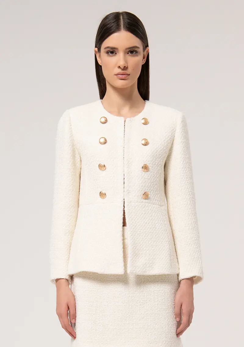 Giacca regular in tweed con lana