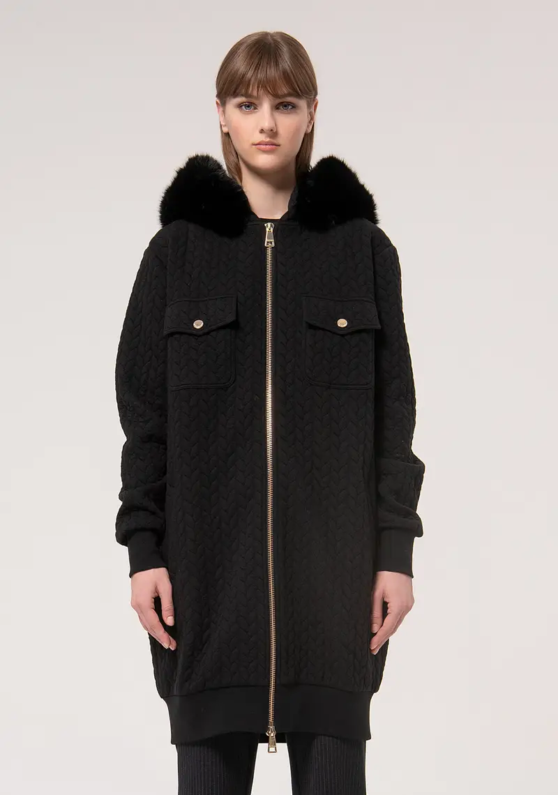 Giacca regular lunga in felpa matelassè