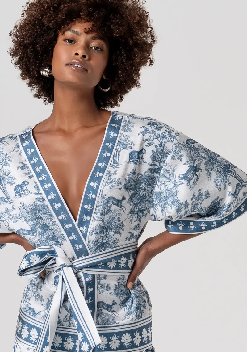 Giacca regular modello kimono in fantasia miniatura 2