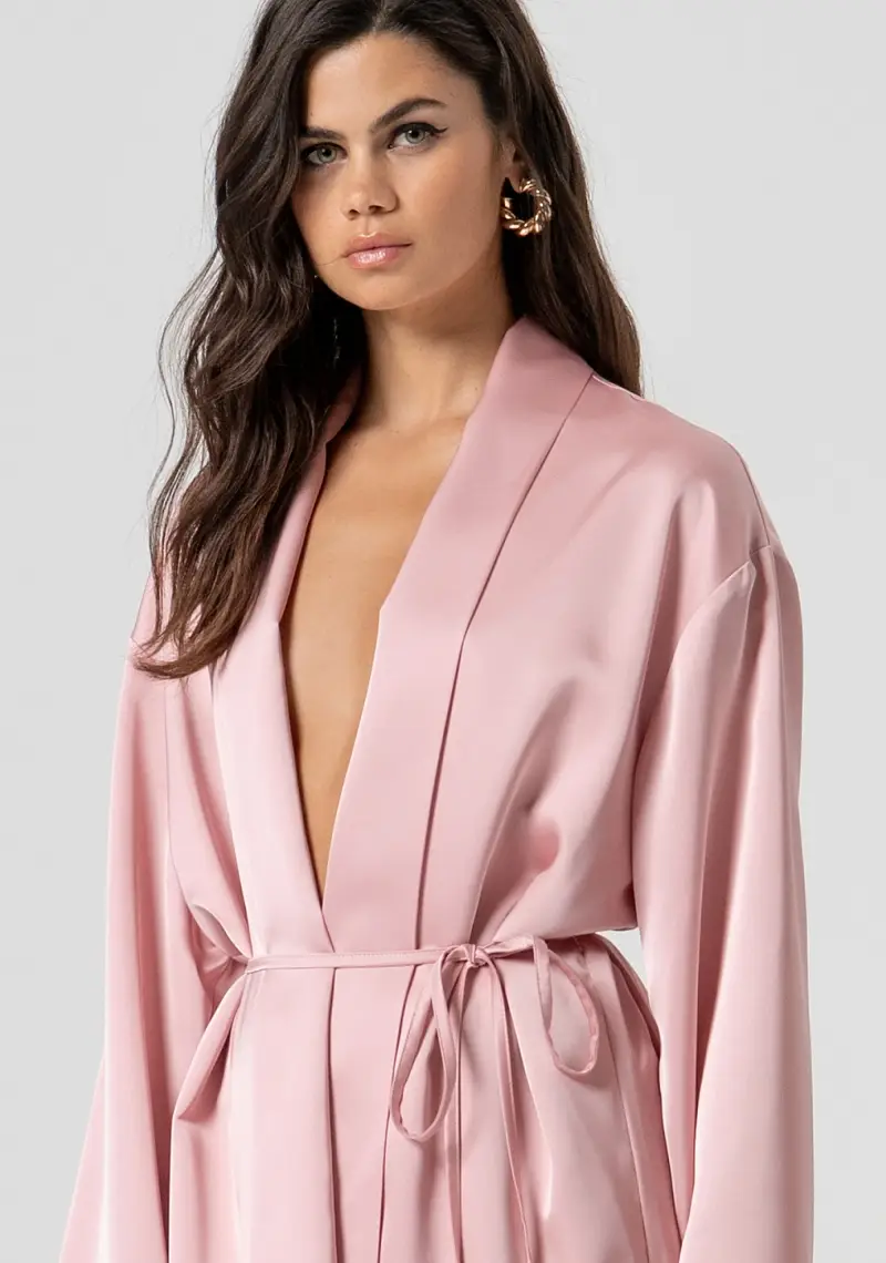 Giacca regular modello kimono in raso miniatura 2