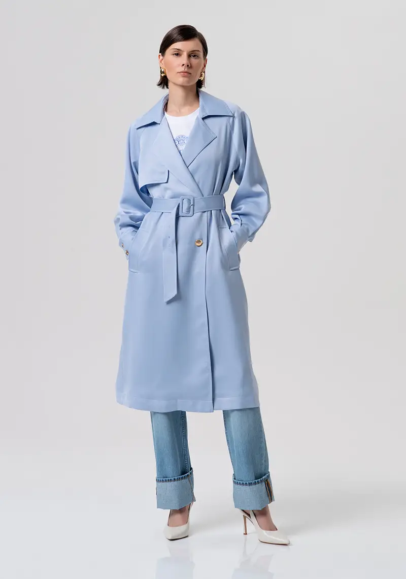 Giacca regular modello trench lungo in raso
