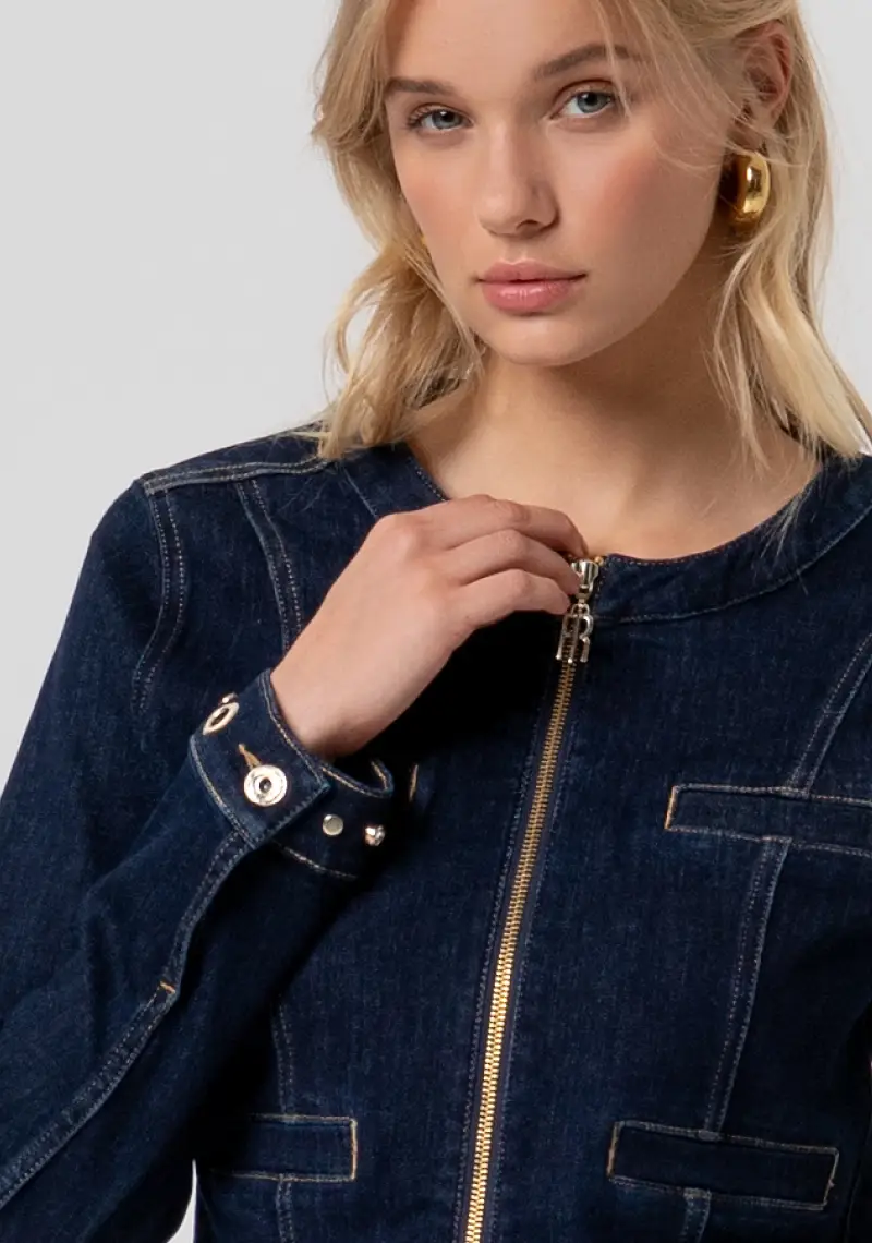 Fracomina Giacca slim denim blu con lavaggio raw miniatura 2