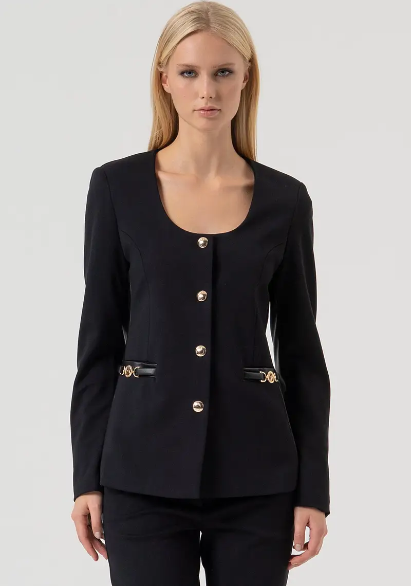 Giacca slim in mix di tessuti