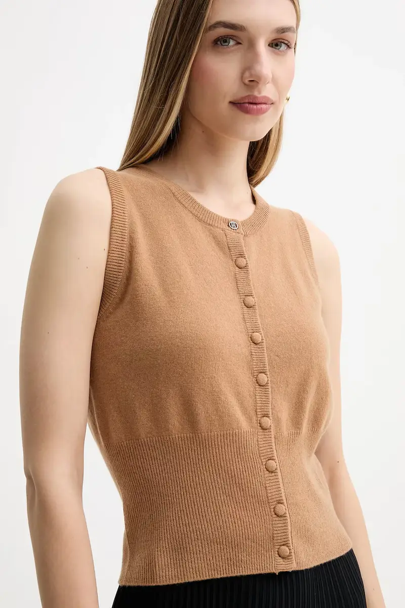 gilè in lana donna colore beige FR25WJ5008K47301 miniatura 4