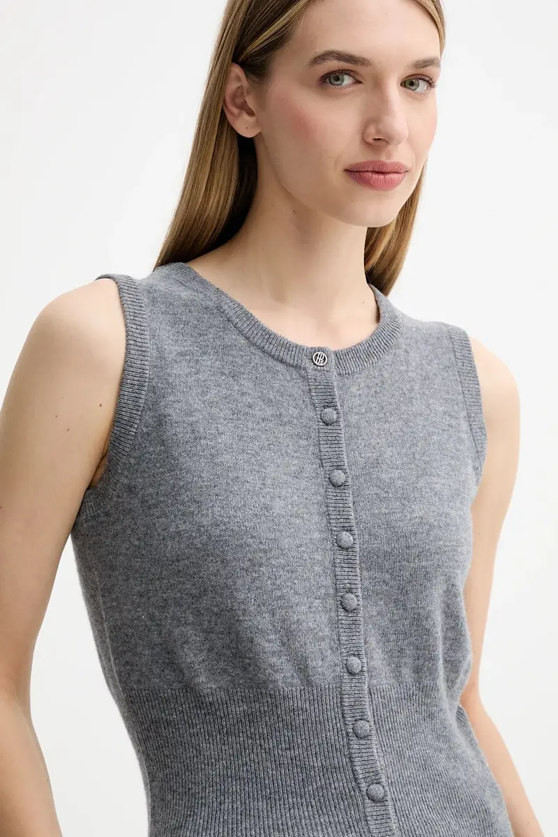 gilè in lana donna colore grigio FR25WJ5008K47301 miniatura 4