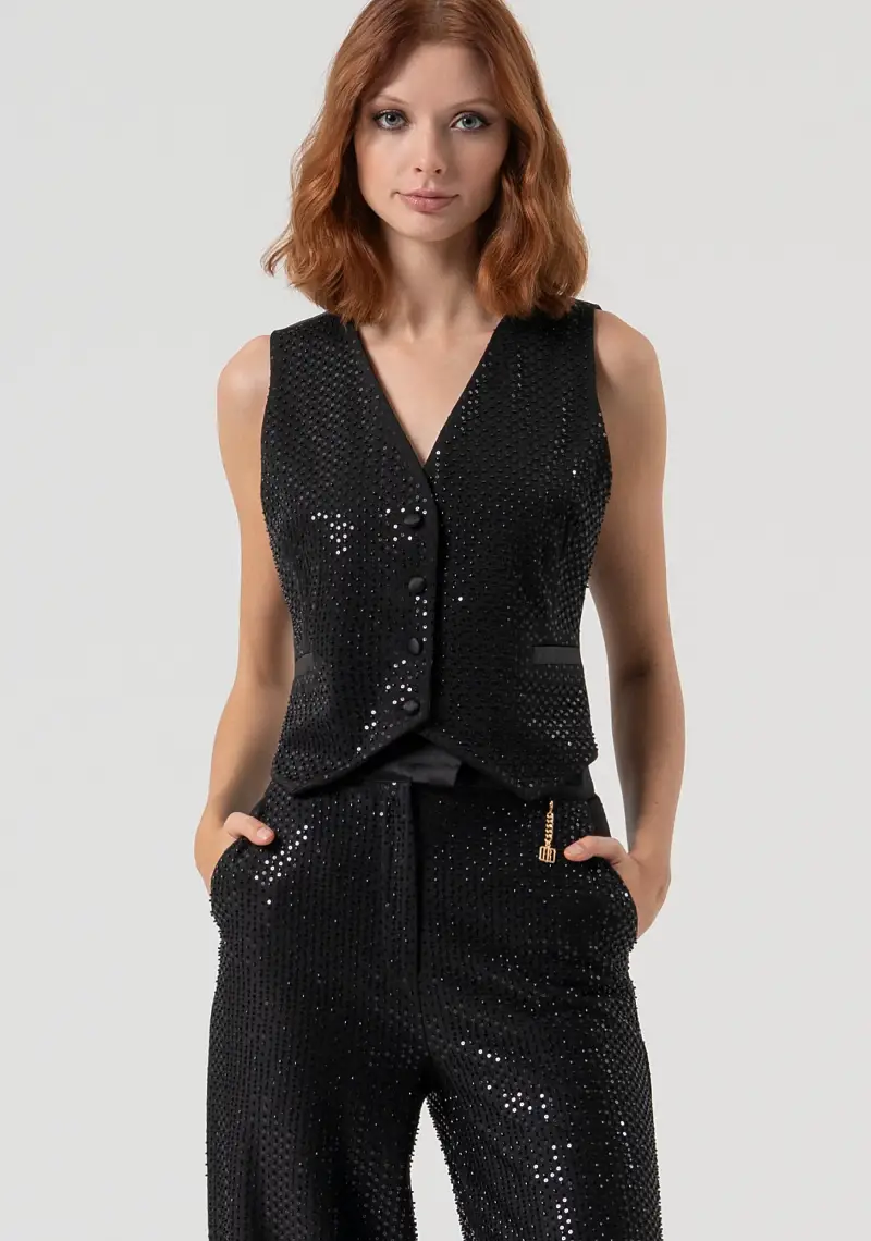 Gilet slim con strass