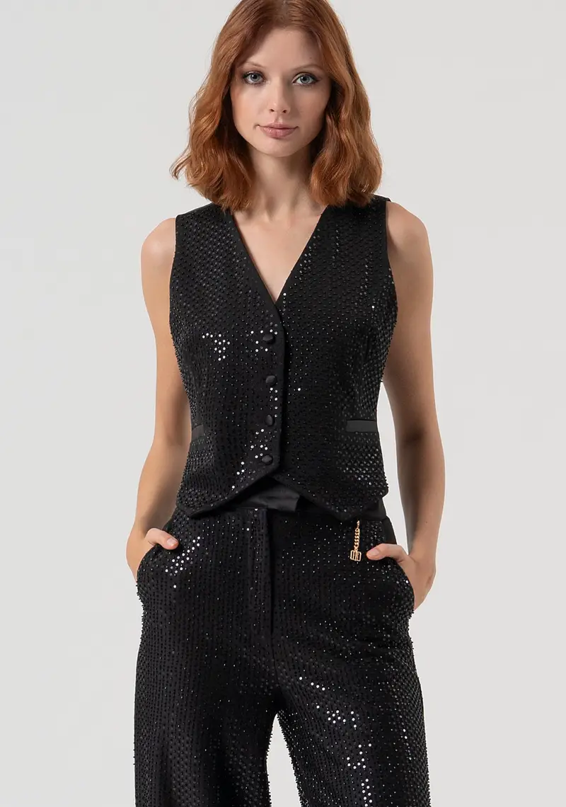 Gilet slim con strass