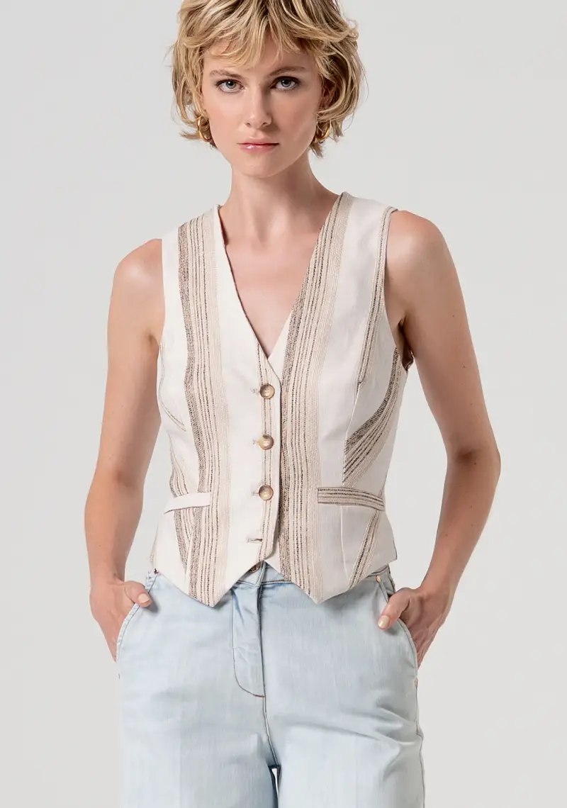 Gilet slim in tessuto a righe