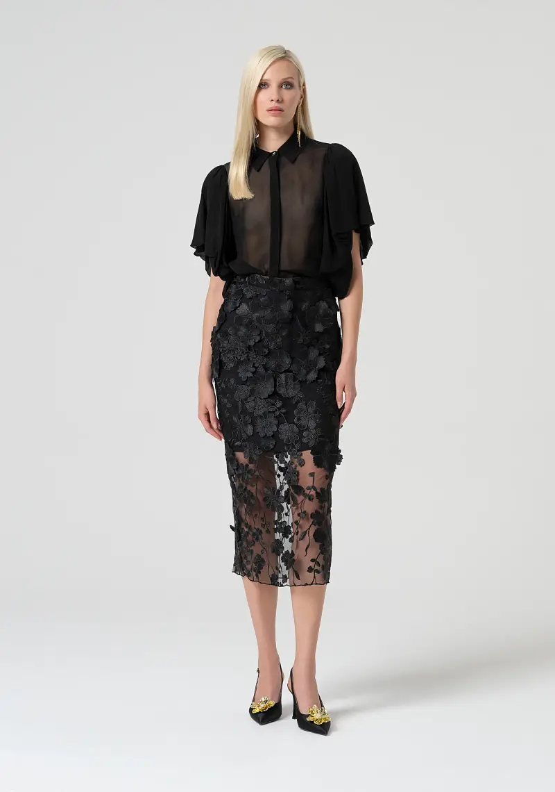 Gonna a tubino midi in pizzo