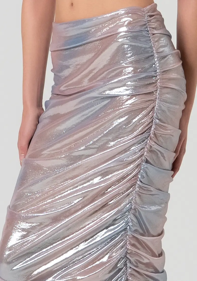Gonna aderente midi in tessuto irridescente miniatura 2