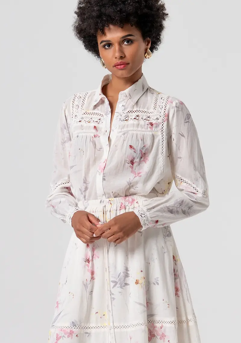 Gonna ampia lunga in fantasia floreale miniatura 2