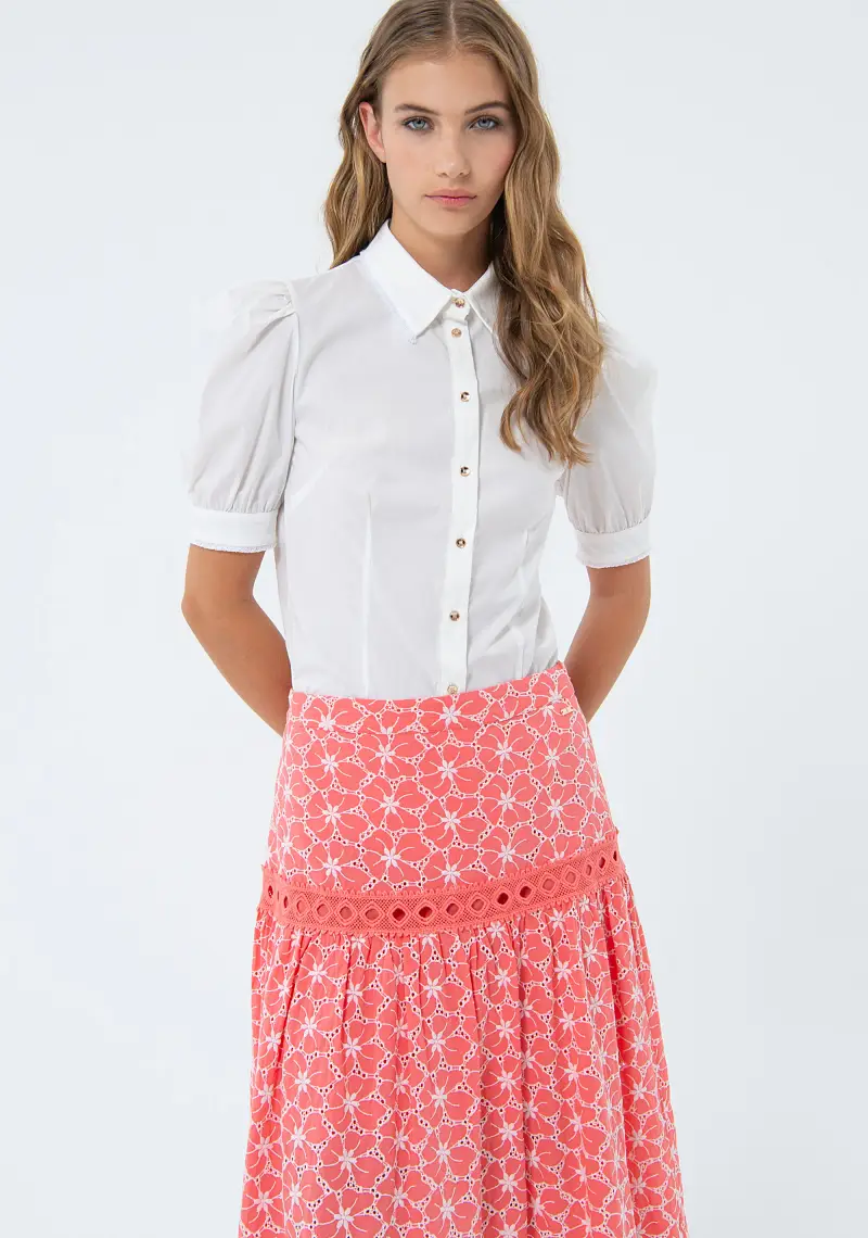 Gonna ampia midi in fantasia floreale miniatura 2