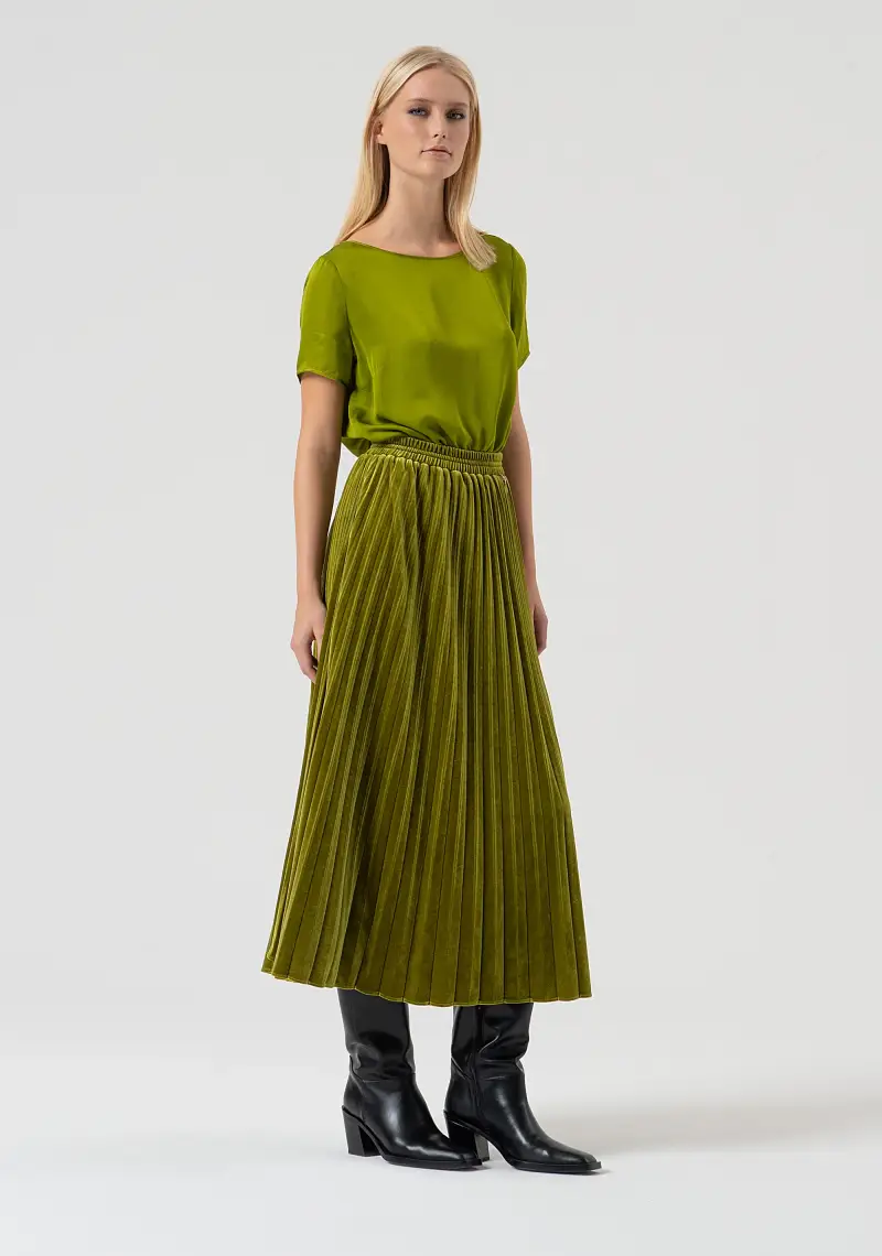 Gonna ampia midi in velluto plissettato miniatura 2