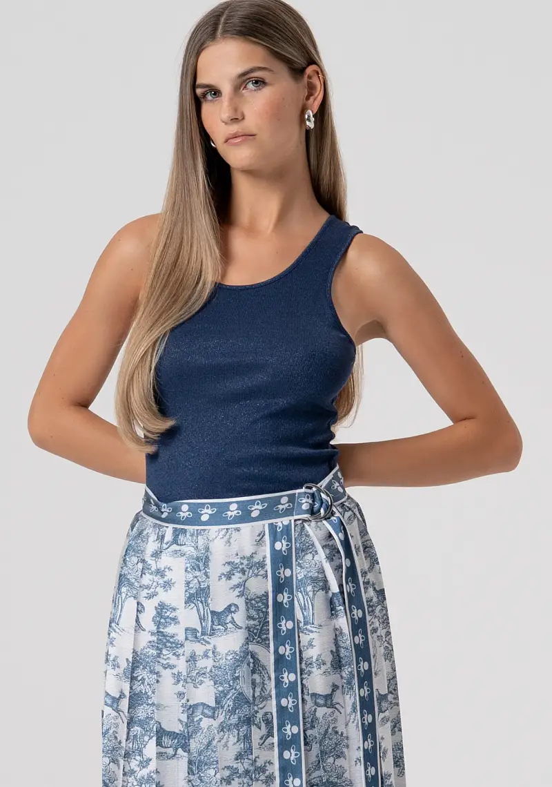 Gonna flare midi a portafoglio in fantasia miniatura 2