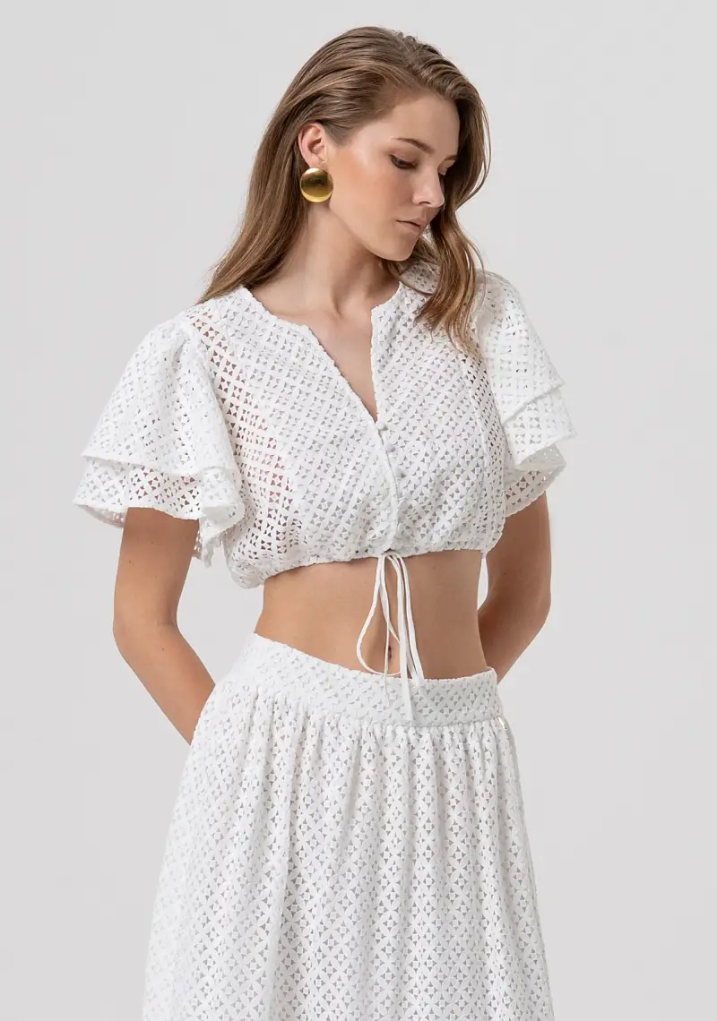 Gonna flare midi in pizzo miniatura 2