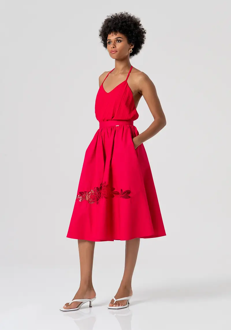 Gonna flare midi in popeline di cotone miniatura 2