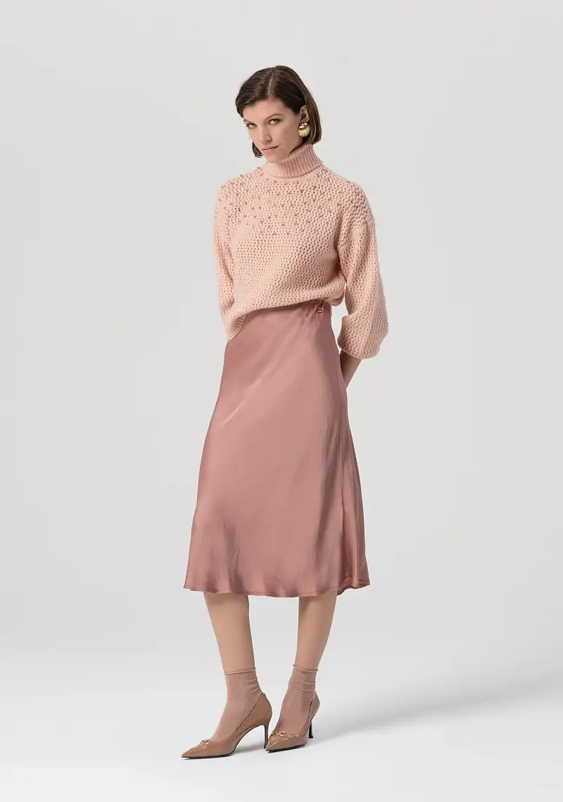 Gonna flare midi in raso miniatura 2