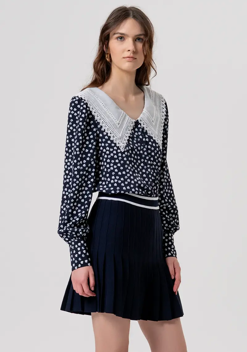 Gonna flare mini in maglia plissettata miniatura 2