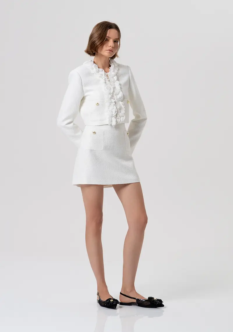 Gonna linea ad A mini in tweed