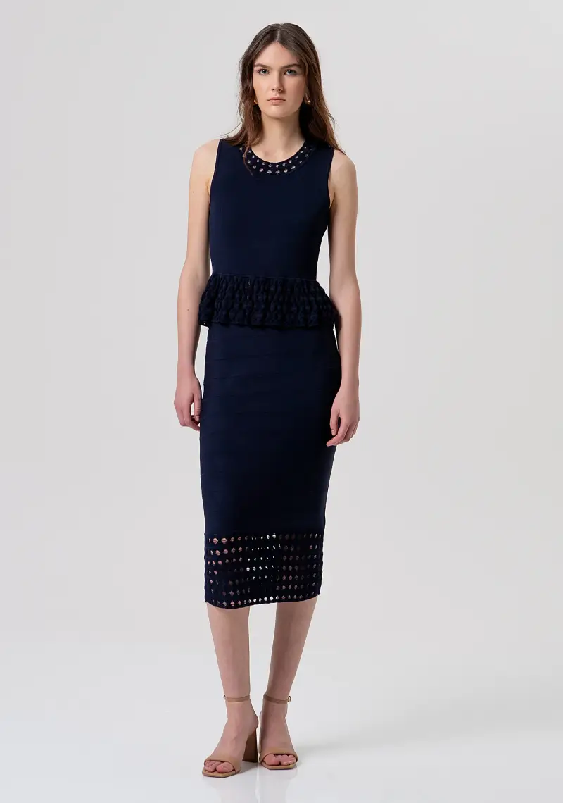 Gonna Longuette in Maglia con Fondo Traforato