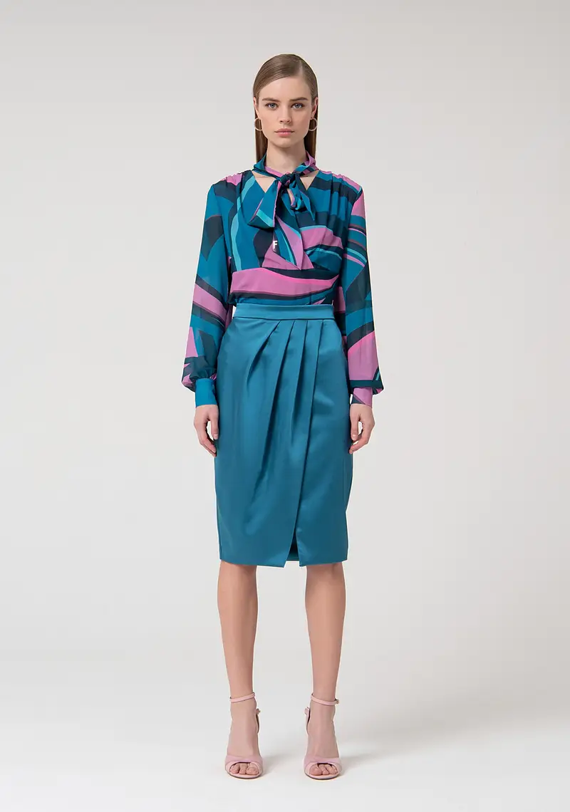 Gonna regular midi in raso