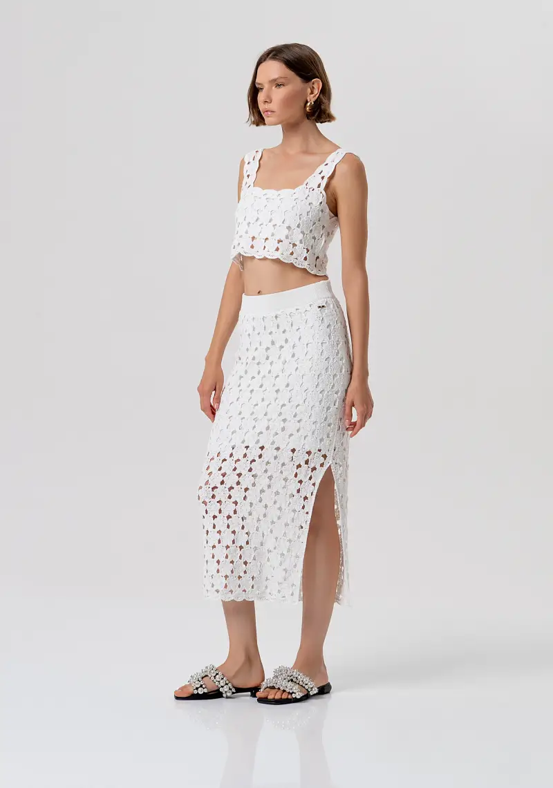 Gonna slim a tubino midi in maglia miniatura 2