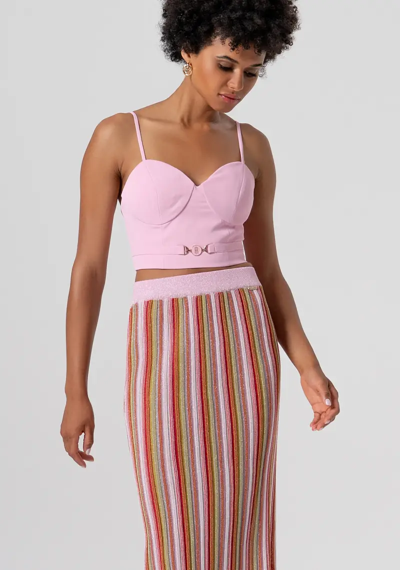 Gonna slim midi in maglia con lurex miniatura 2