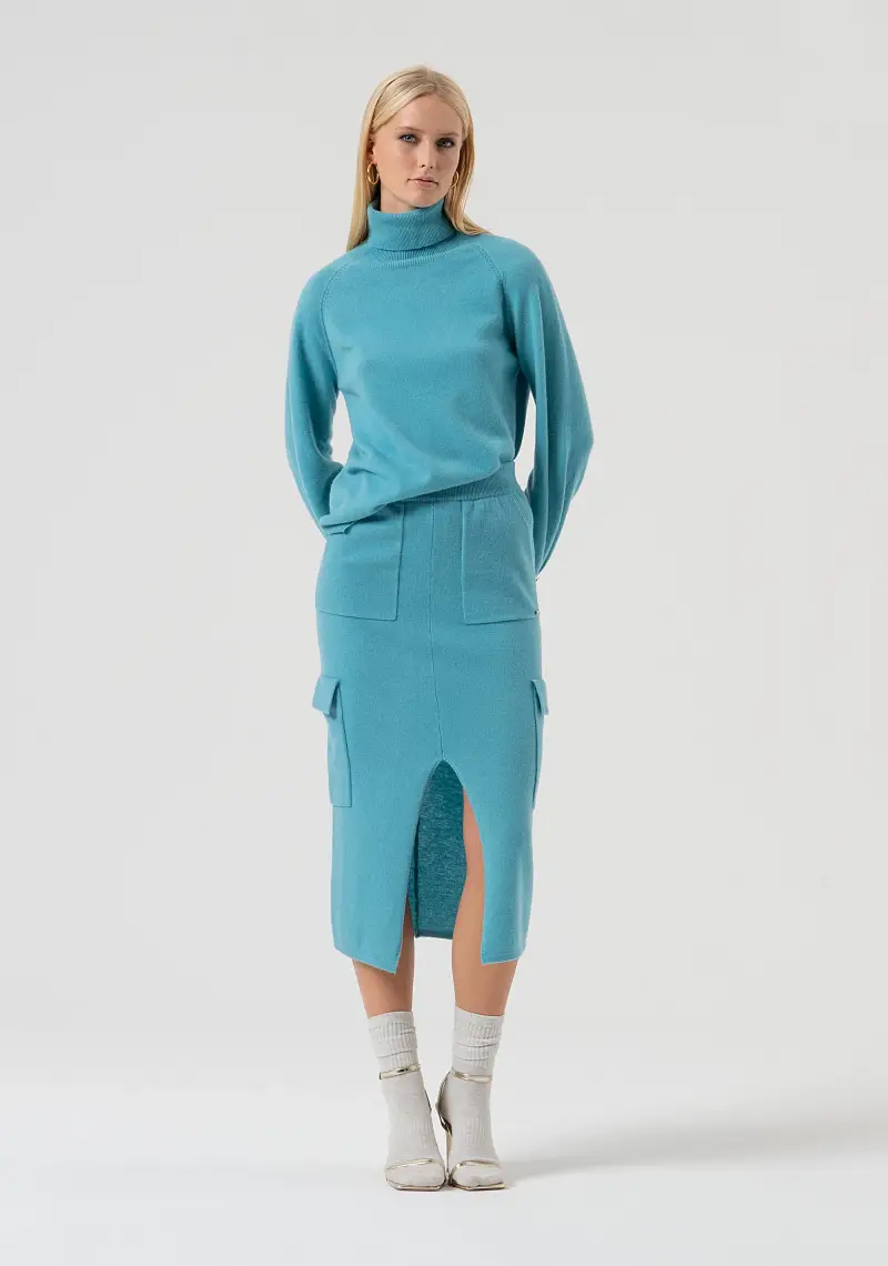 Gonna slim midi in maglia di lana