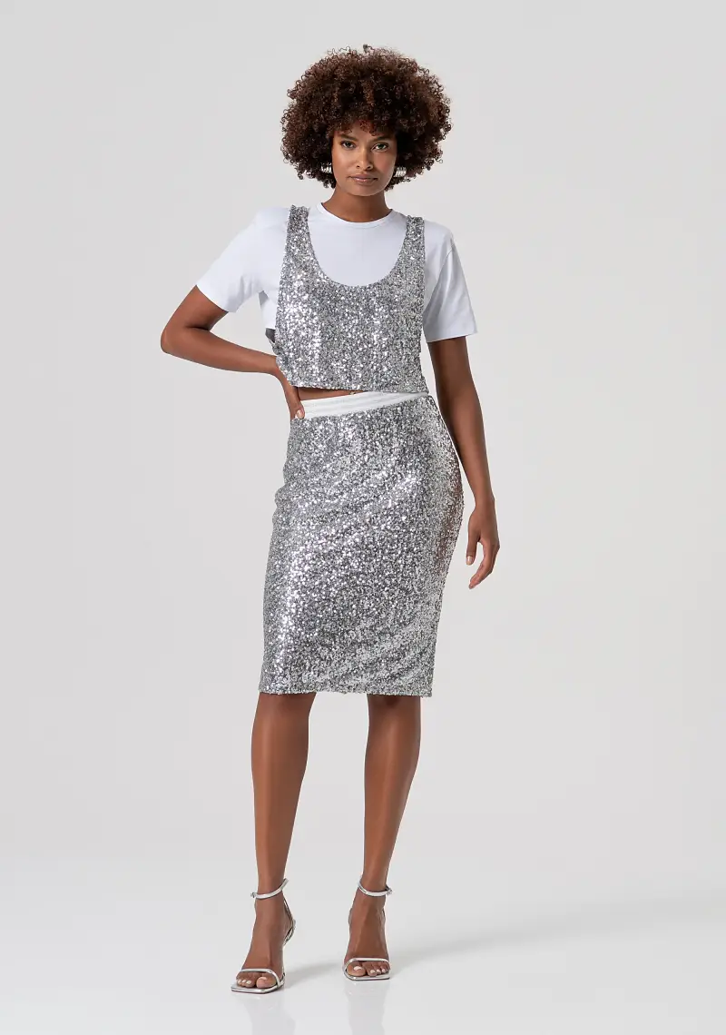 Gonna slim midi in paillettes